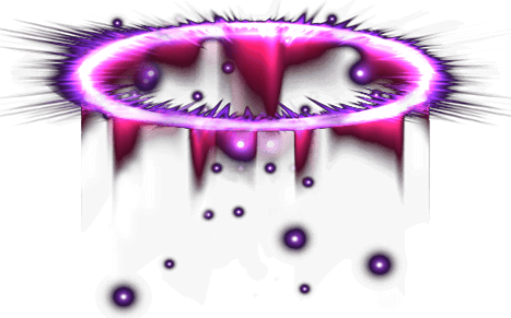 Futuristic illustration with a glowing pink ring and particle effects